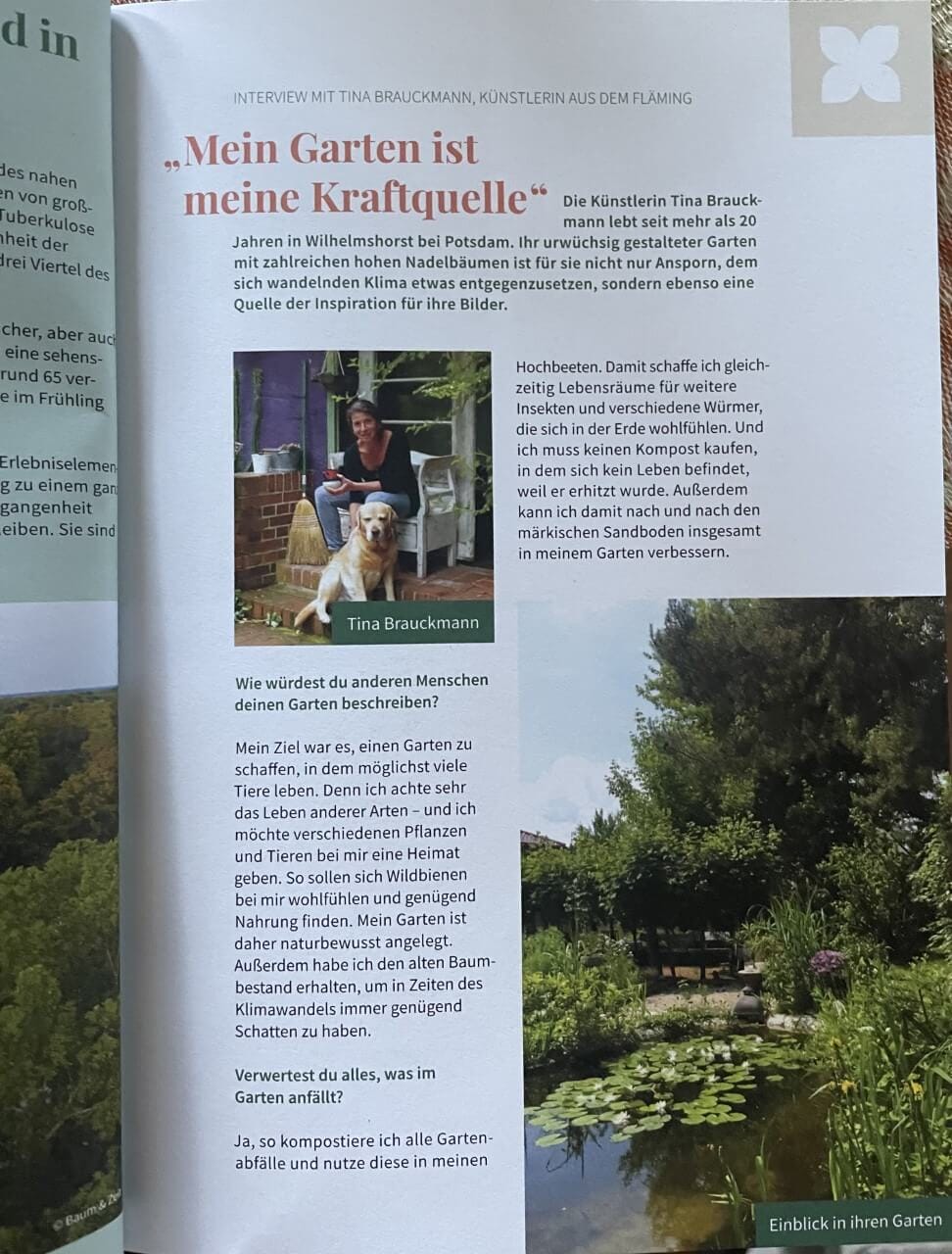 Garten Künstlerin Tina Brauckmann aus Brandenburg im Magazin Parks und Gärten Brandenburg