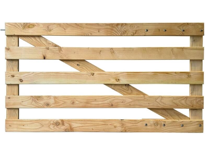 Holztor modern Kastanie 5 Querlatten gerade vorn