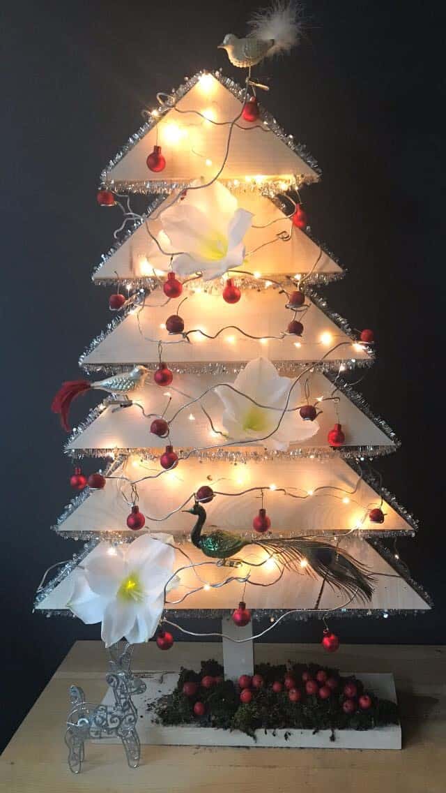 Houten kerstboompjes