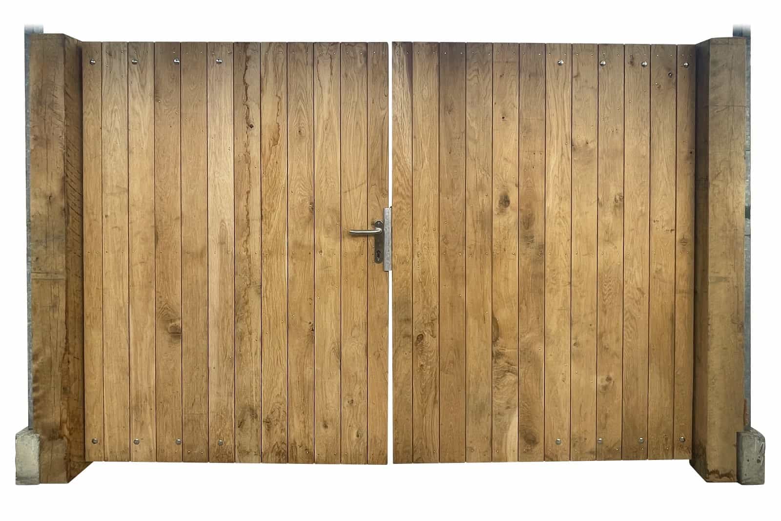 Houten poortdeur eiken dubbel | Massief en kijkdicht