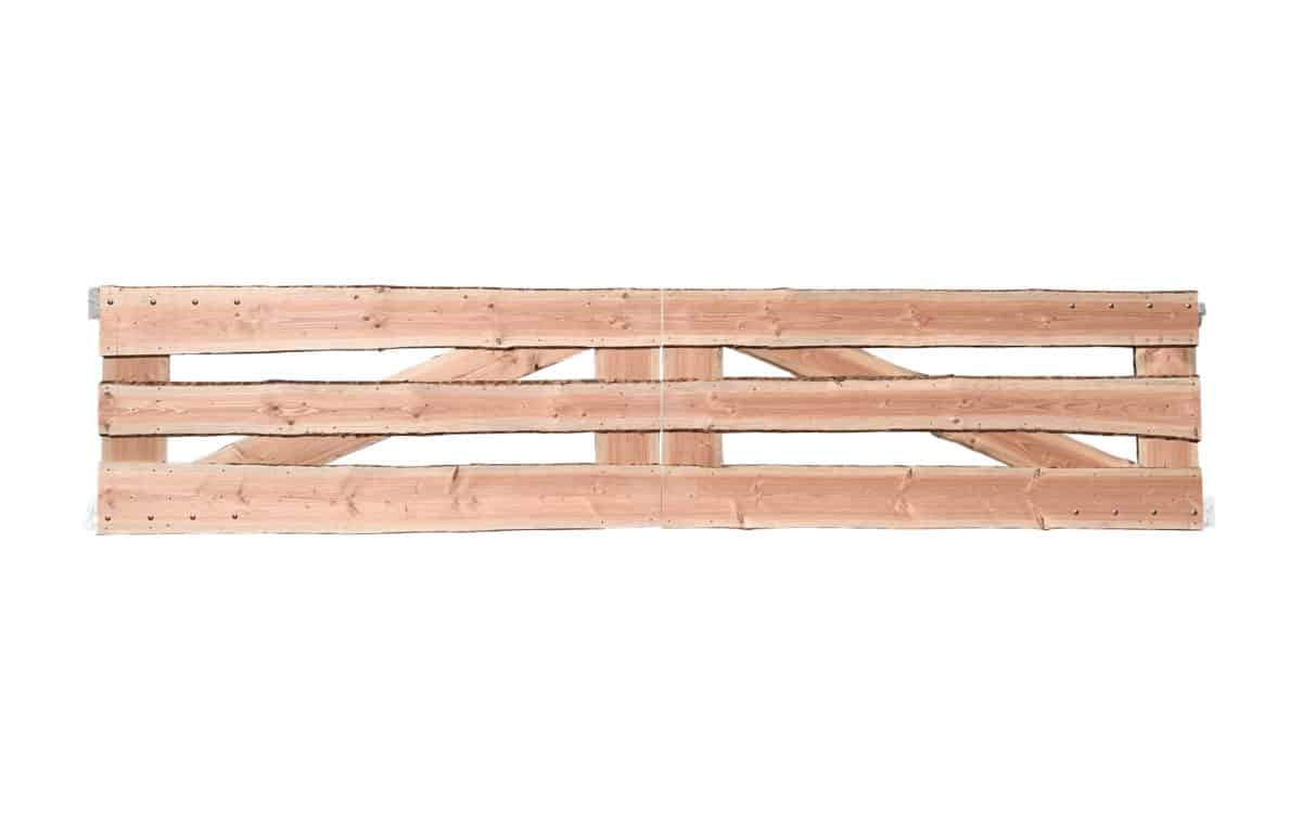 Boerenlandhek douglas met schaaldelen, dubbele poort