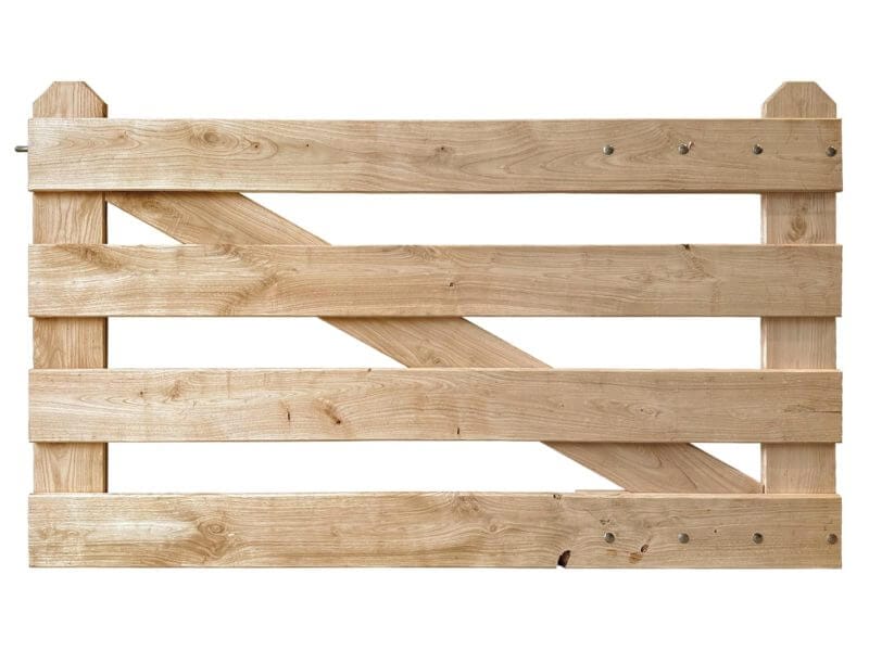 Plankpoort kastanje 4 planken recht met hoekige staanders